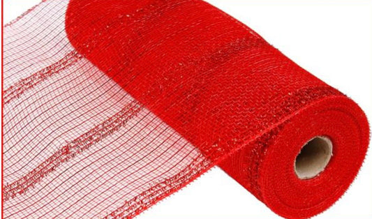 10.25” x 10 Yards Red Wide Tinsel Mesh