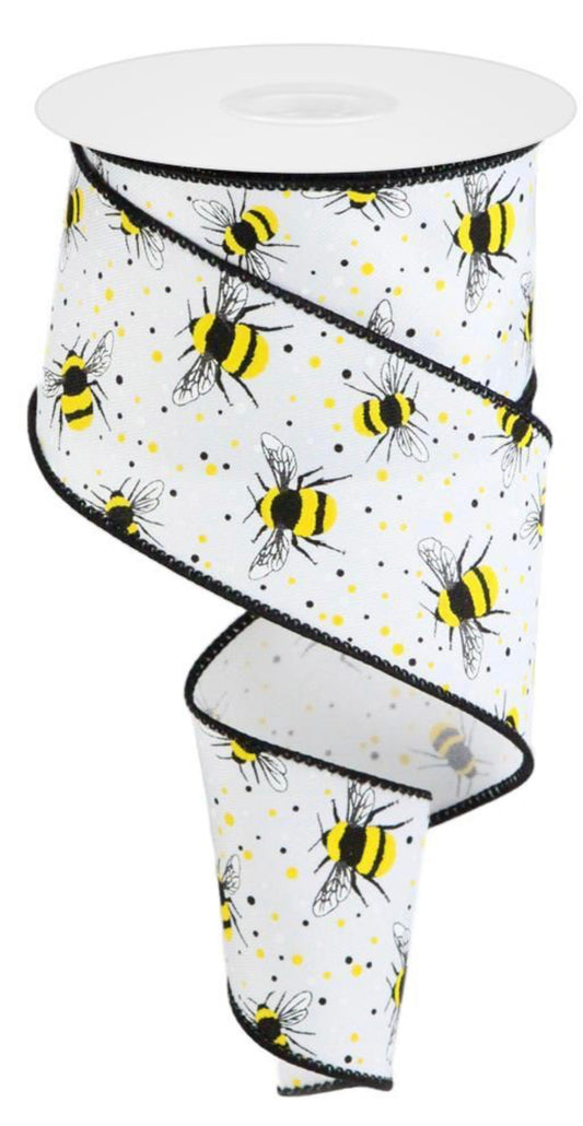 10 Yards - 2.5 Polka dot Bee Ribbon