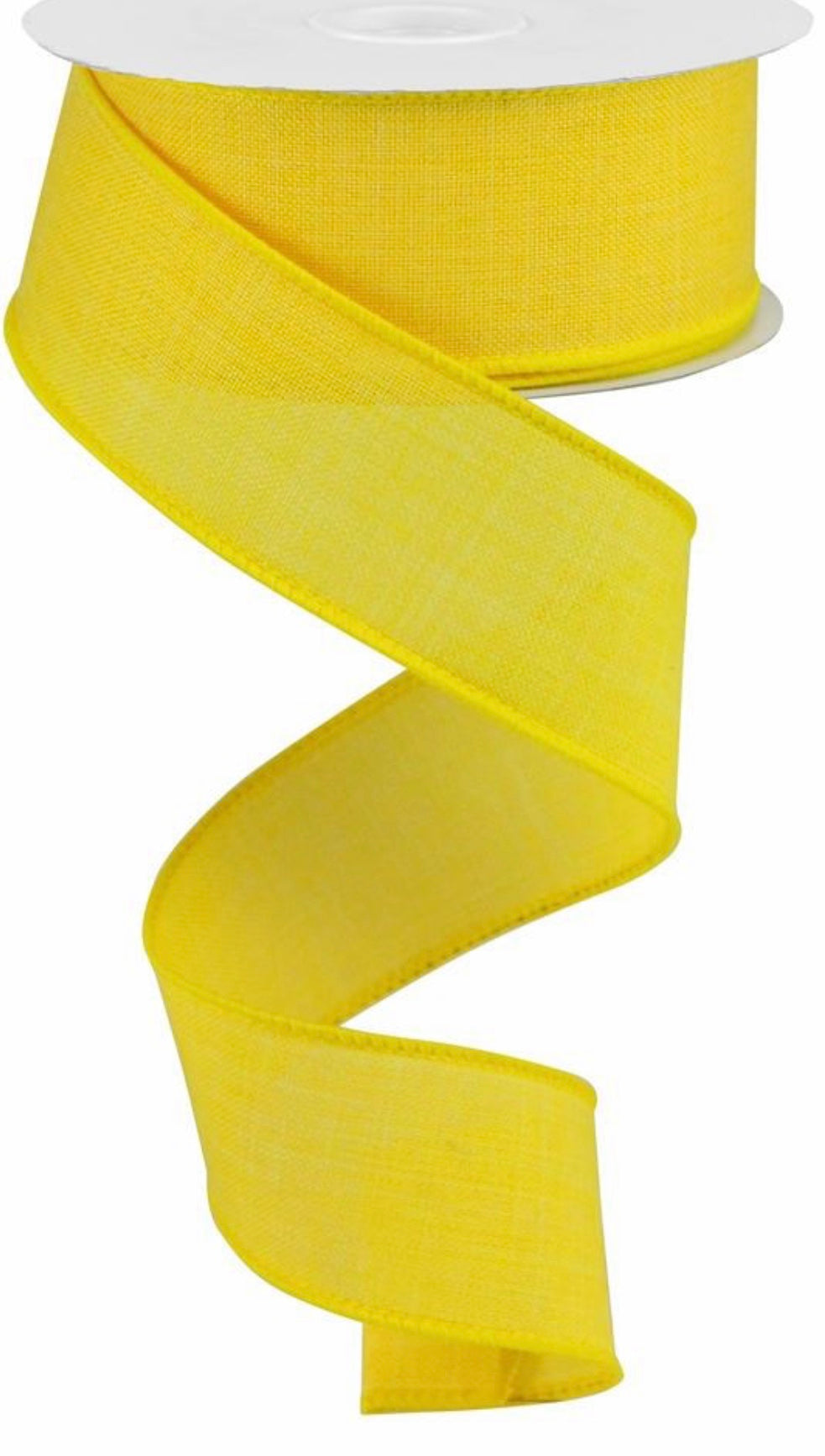 10 Yards - 1.5” Solid Yellow Linen Ribbon