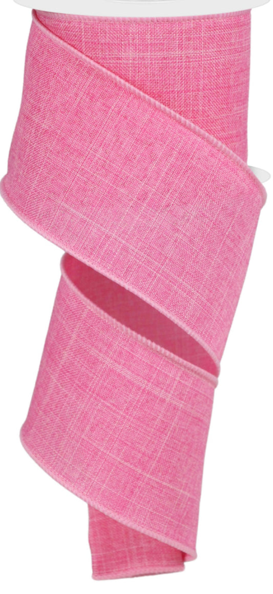 10 Yards - 2.5” Wired Pink Linen Ribbon