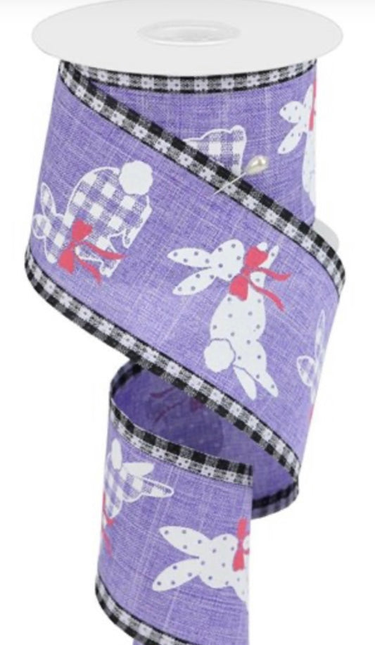 10 Yards - 2.5” Wired Patterned Bunny Ribbon