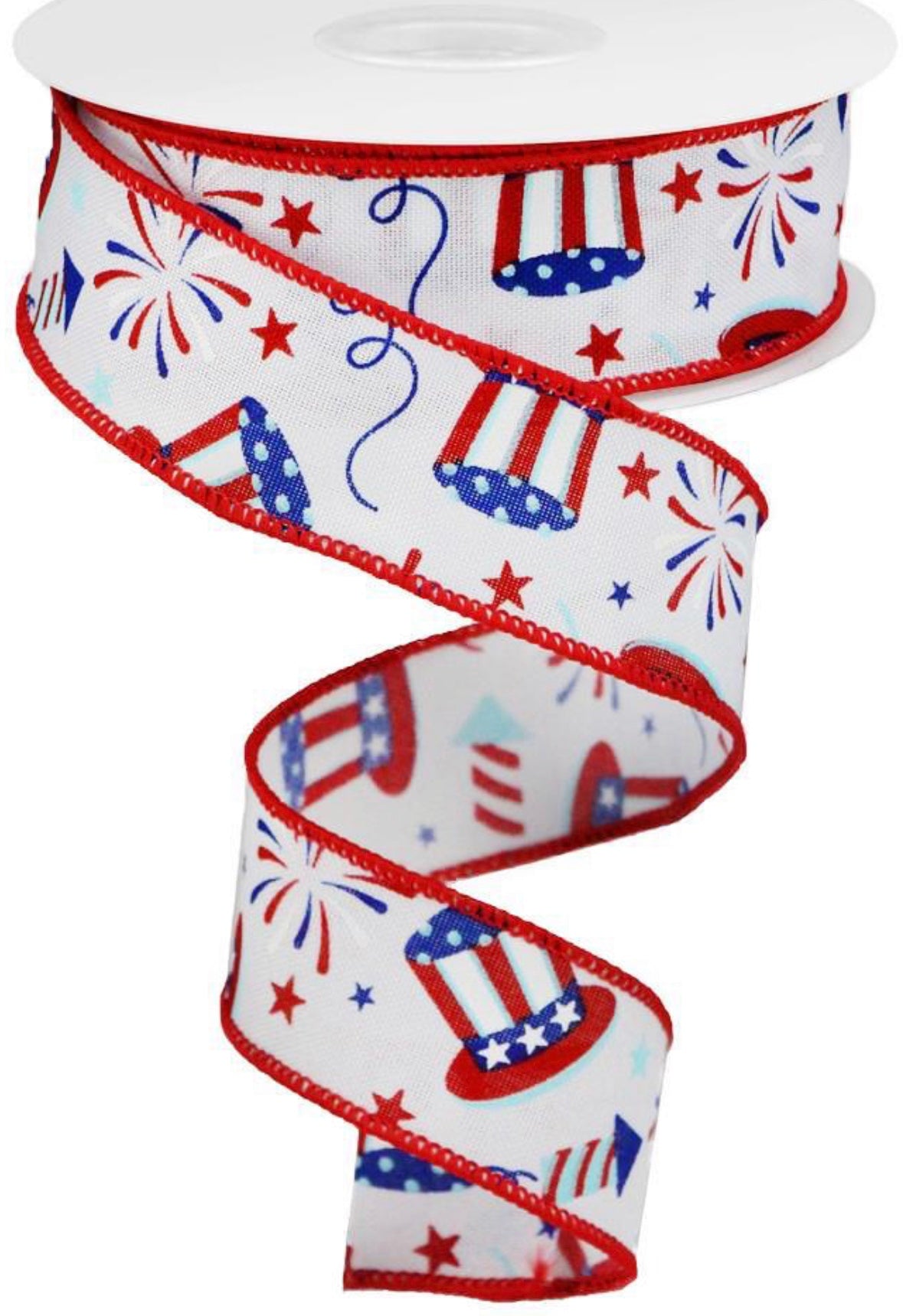 10 Yards - 1.5” Wired Patriotic Uncle Sam Hat Ribbon