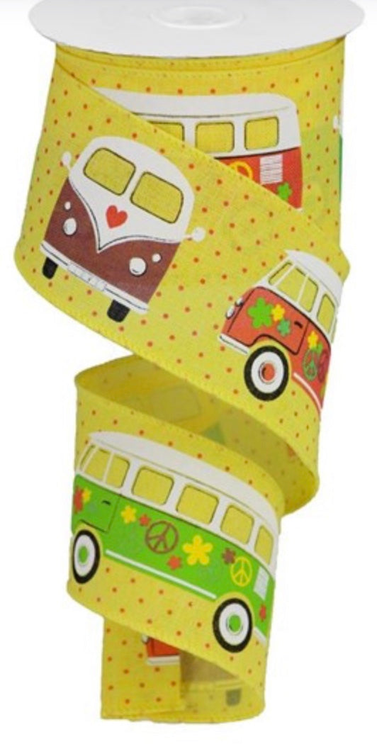 10 Yards - 2.5” Wired Retro Bus Ribbon – foxwreathsupplies