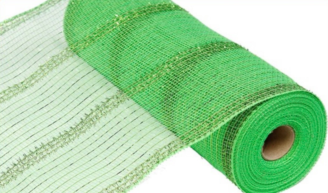 10.25” x 10 Yards Lime Green Wide Tinsel Foil Mesh