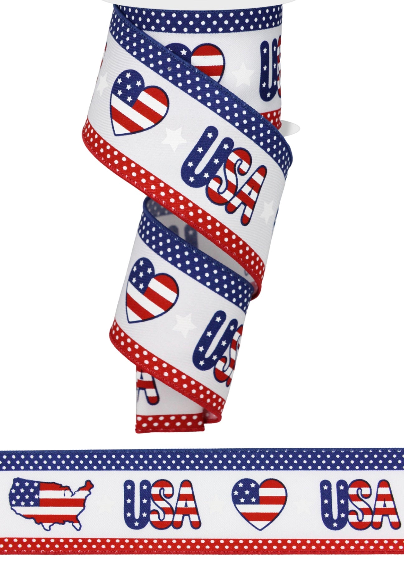 10 Yards - 2.5” Wired Patriotic USA Ribbon