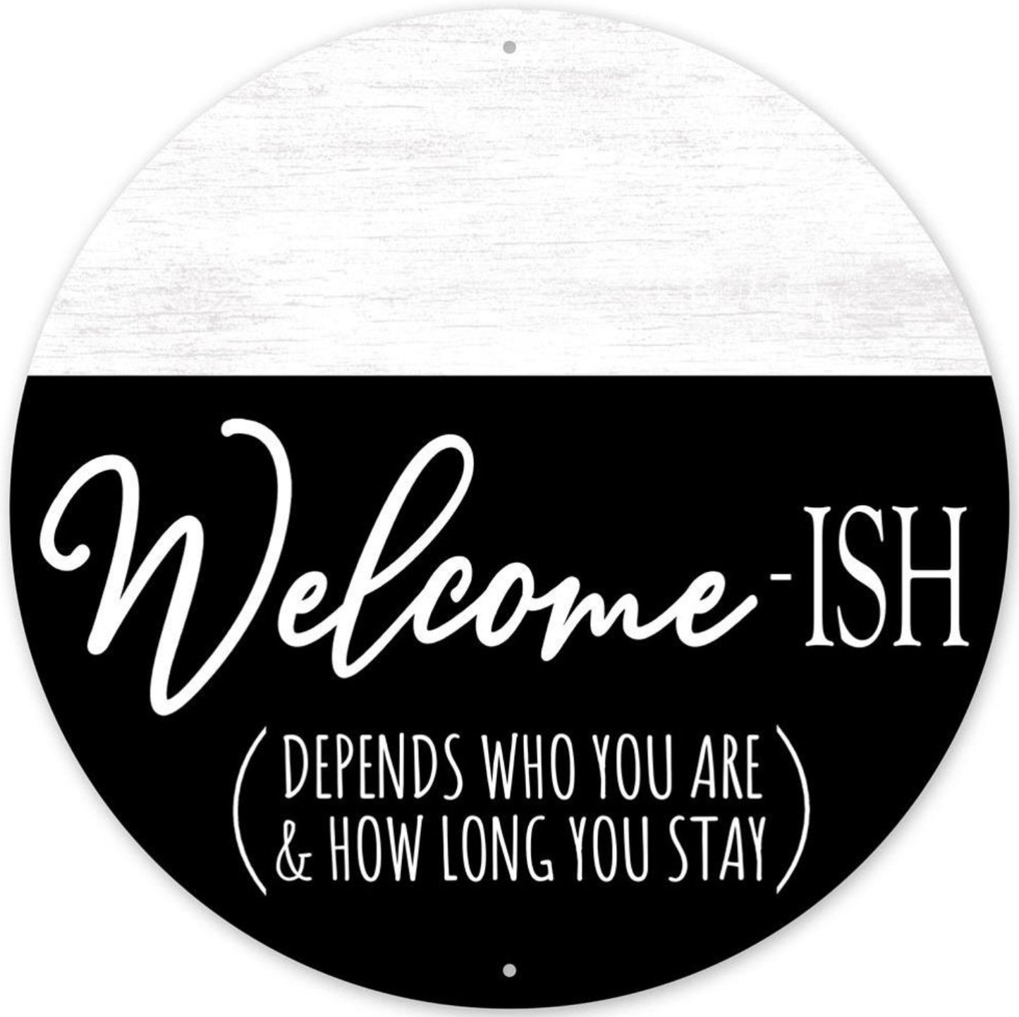 12” Round Metal Welcome-ish Wreath Sign