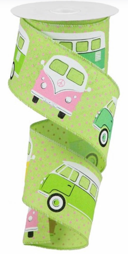 10 Yards - 2.5” Wired Retro Bus Ribbon – foxwreathsupplies