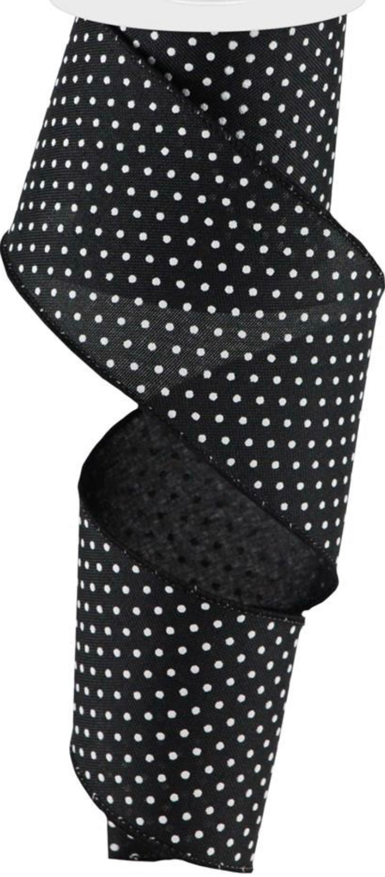 10 Yards - 2.5” Wired Black and White Swiss Dot Ribbon