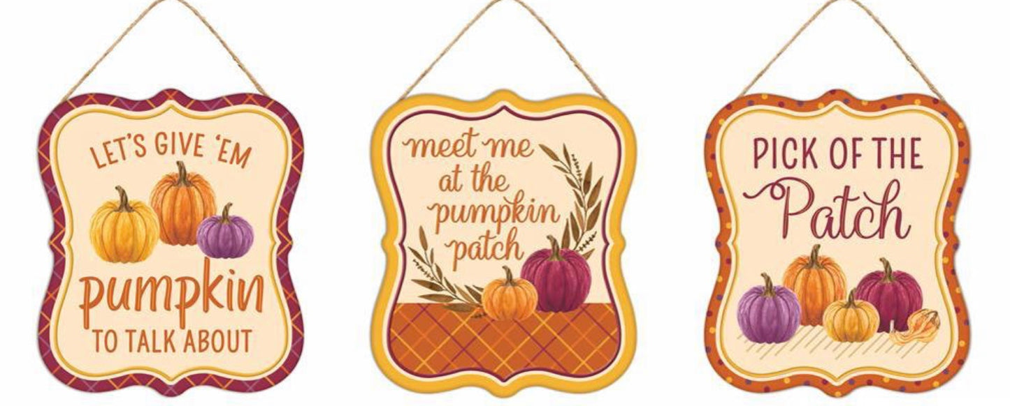 7”x6” Metal Tin Pumpkin Patch Wreath Signs