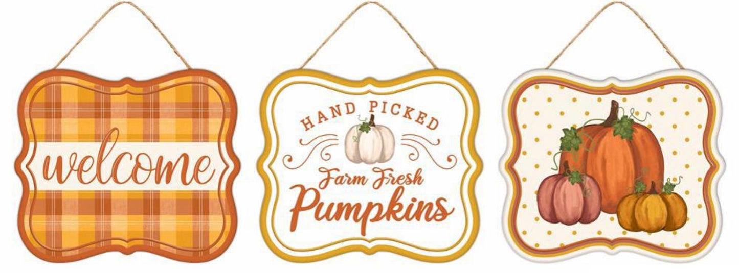 7”x6” Metal Fall Pumpkin Signs