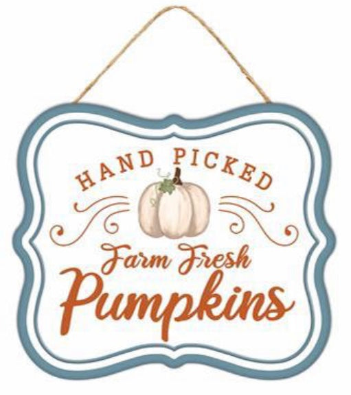 7”x6” Metal Tin Fall Pumpkin Wreath Signs