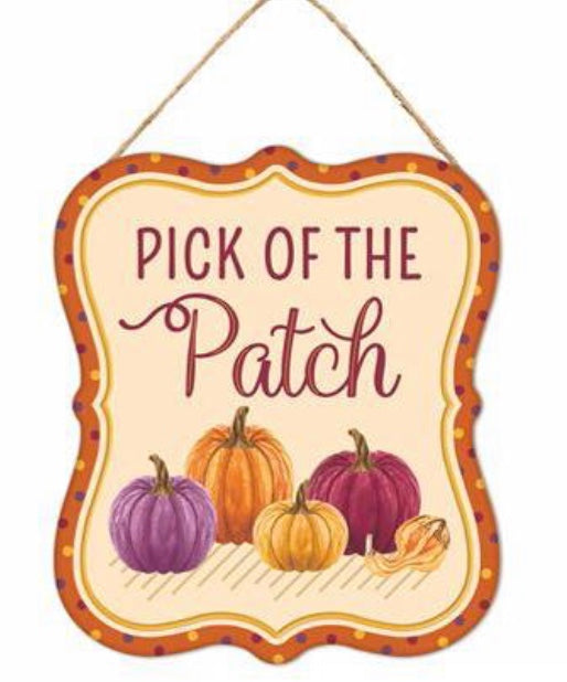 7”x6” Metal Tin Pumpkin Patch Wreath Signs