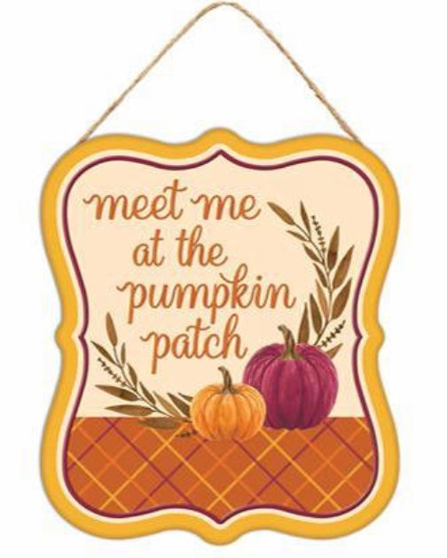 7”x6” Metal Tin Pumpkin Patch Wreath Signs