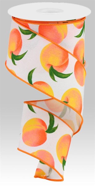 10 Yards - 2.5" White Peach Ribbon