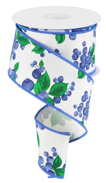 10 Yards - 2.5" Off-white Blueberry Ribbon