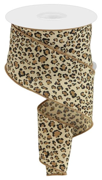 10 Yards - 2.5" Tan Mini Leopard Print