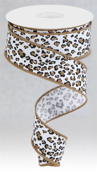 10 Yards - 1.5" White Mini Leopard Print