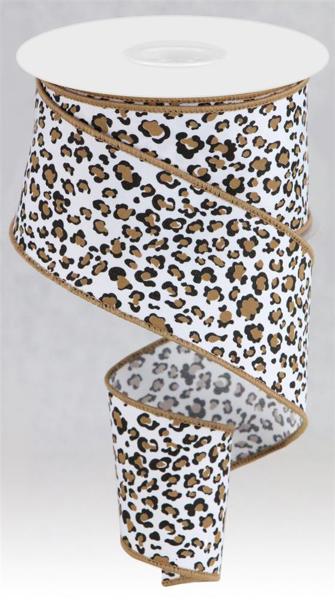 10 Yards - 2.5" White Mini Leopard Print