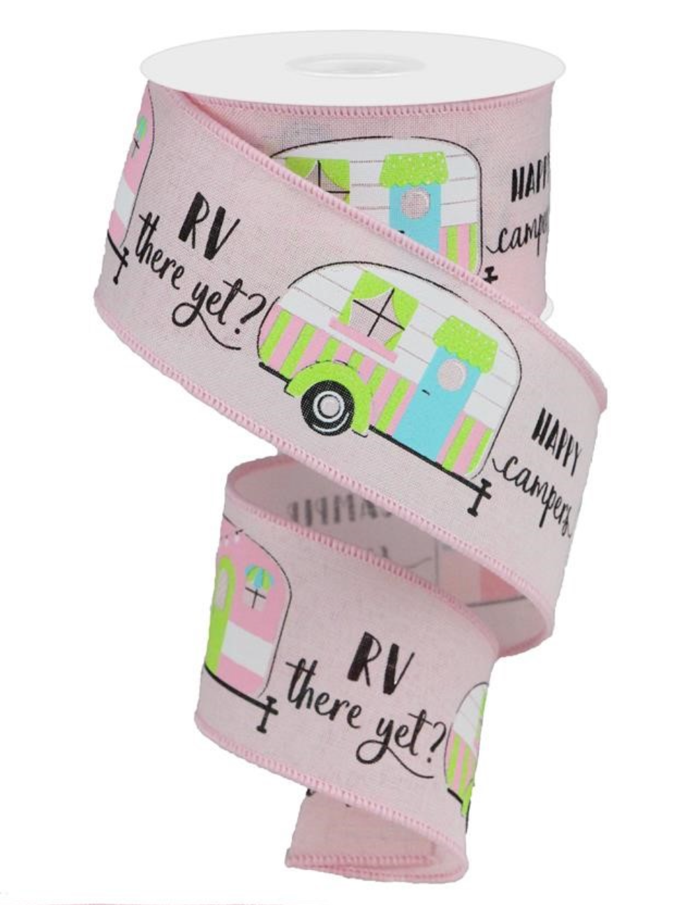 10 Yards - 2.5" Pink Happy Camper Ribbon