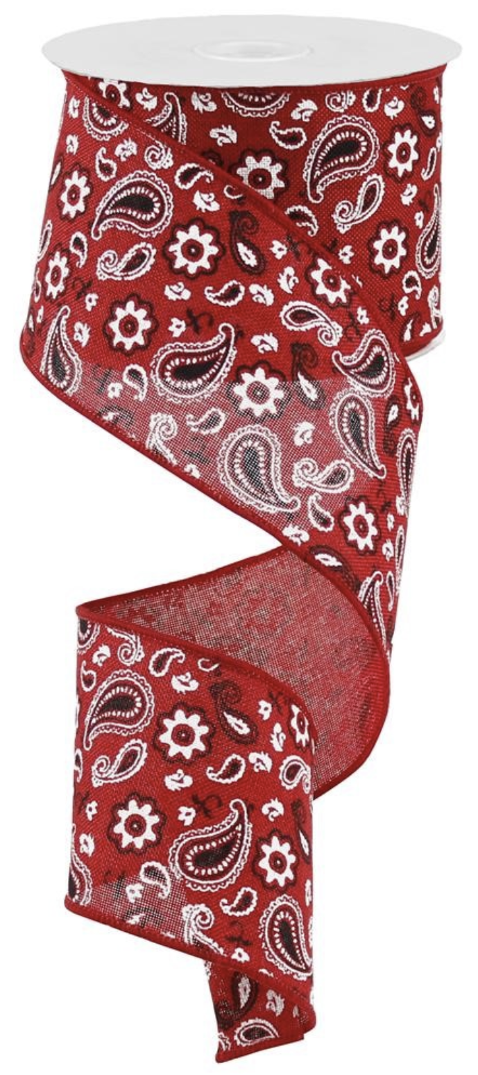 10 Yards - 2.5" Red Bandana Ribbon