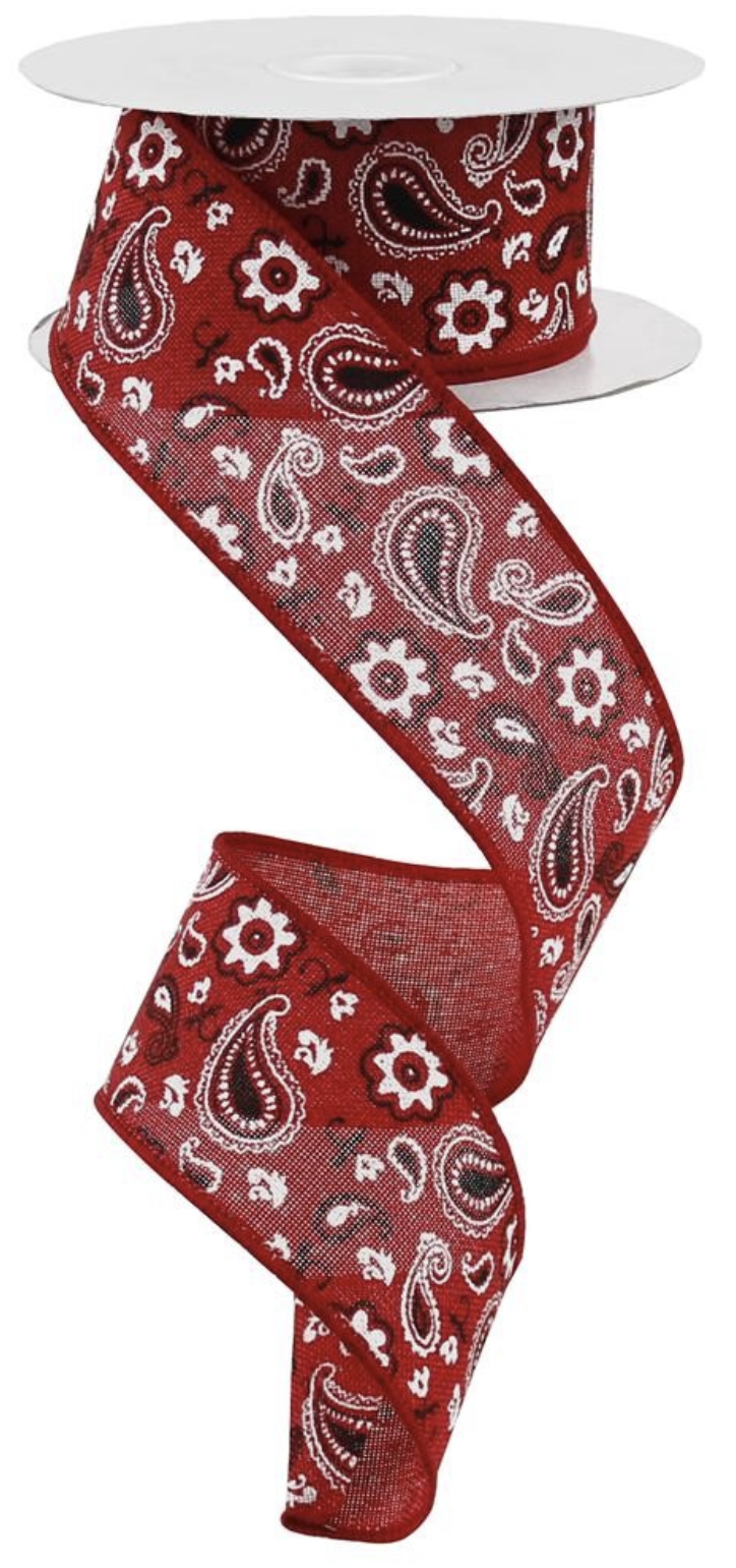 10 Yards - 1.5" Red Bandana Ribbon