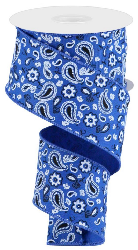 10 Yards - 2.5" Royal Blue Bandana Ribbon