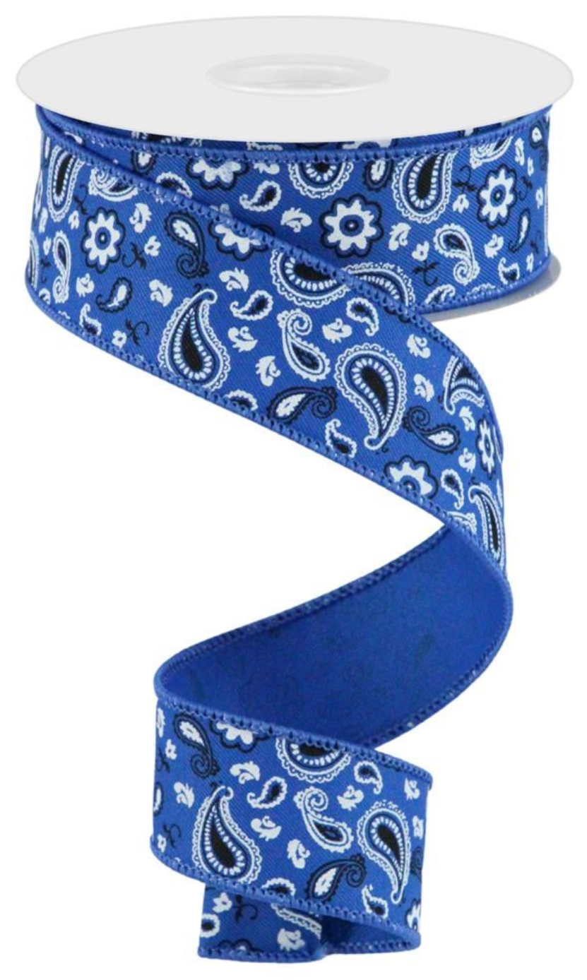 10 Yards - 1.5" Royal Blue Bandana Ribbon