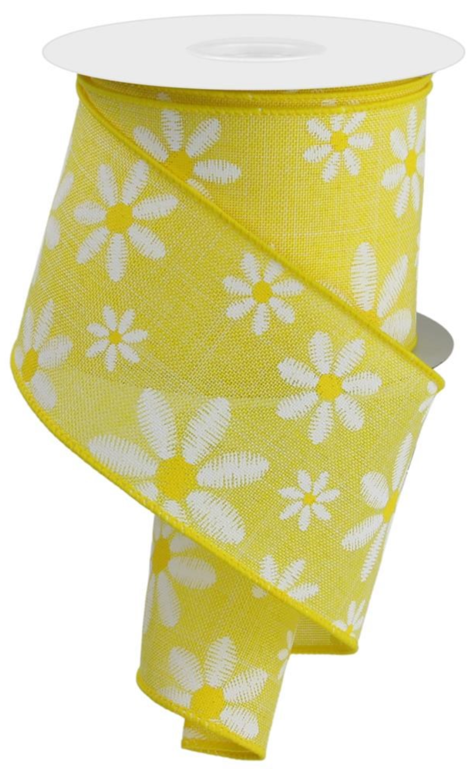 10 Yards - 2.5" Faux Embroidery Yellow Daisy Ribbon