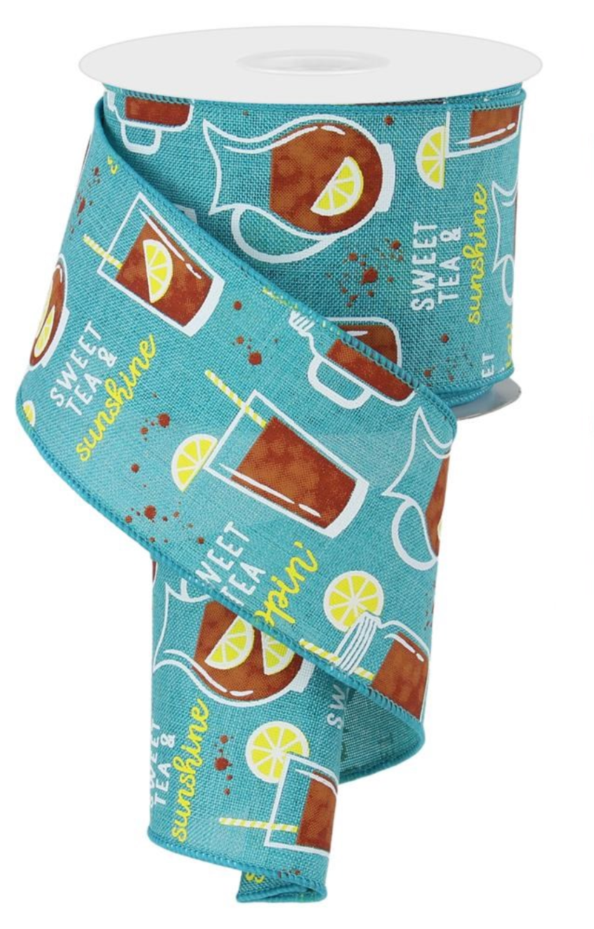 10 Yards - 2.5" Teal Sweet Tea Ribbon