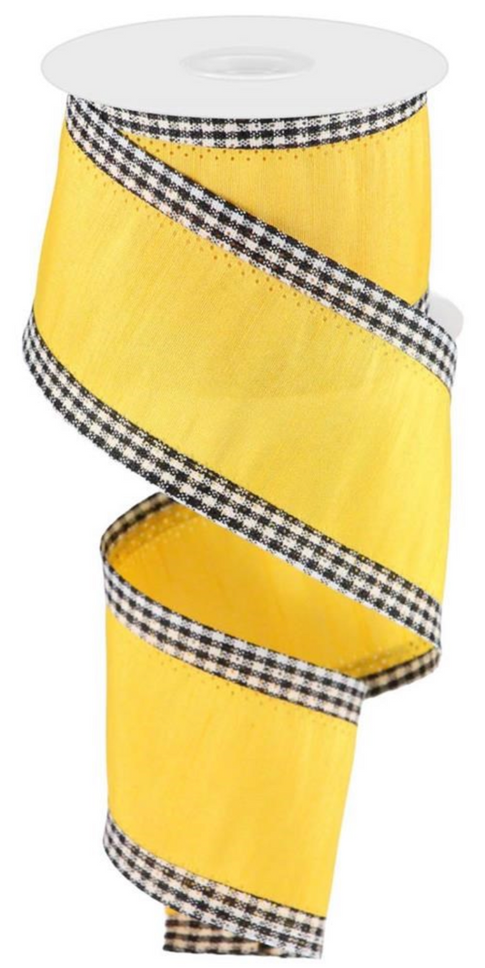 10 Yards - 2.5" Golden Yellow Ribbon with Check Edge