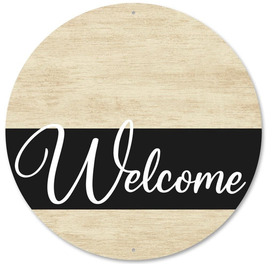 12” Round Metal Welcome Sign